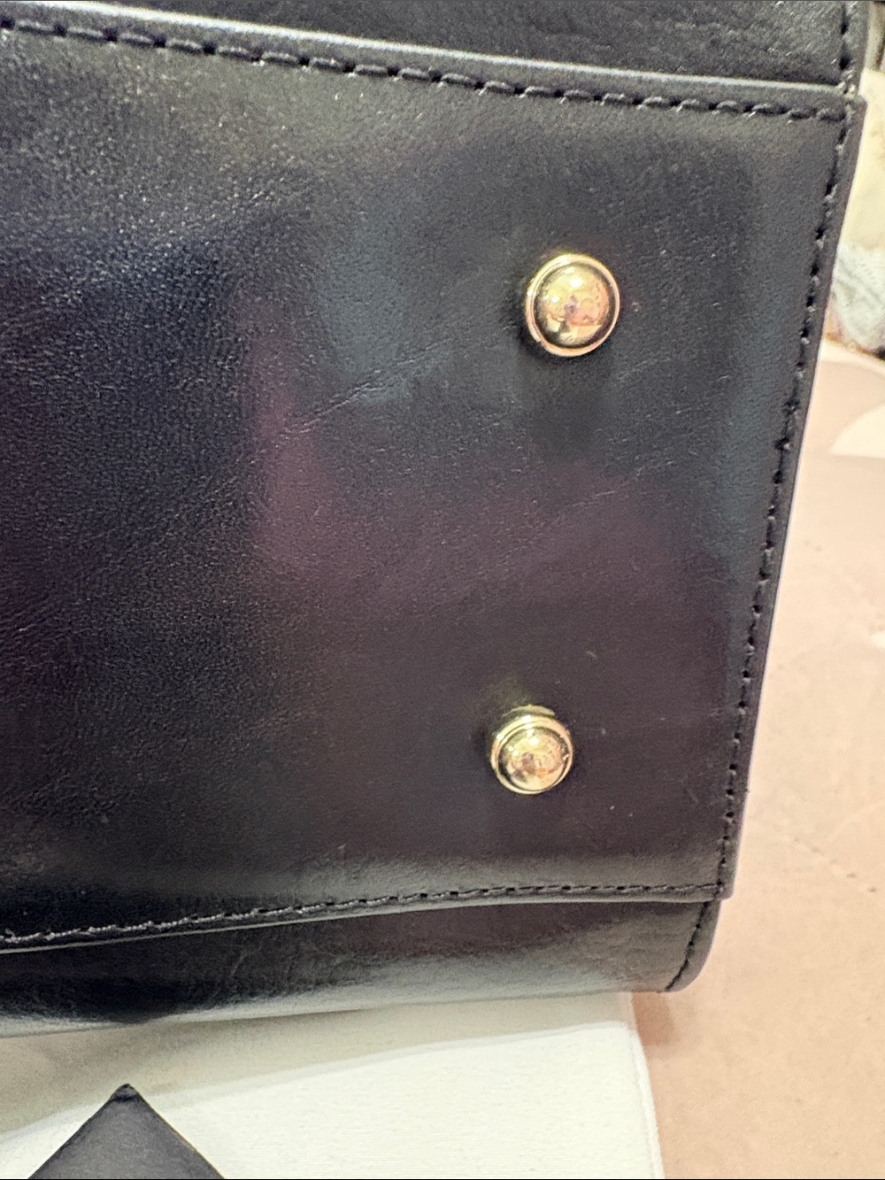 Brahmin Black Leather Satchel with Gold Hardware and Detachable Strap - Picture 6 of 12